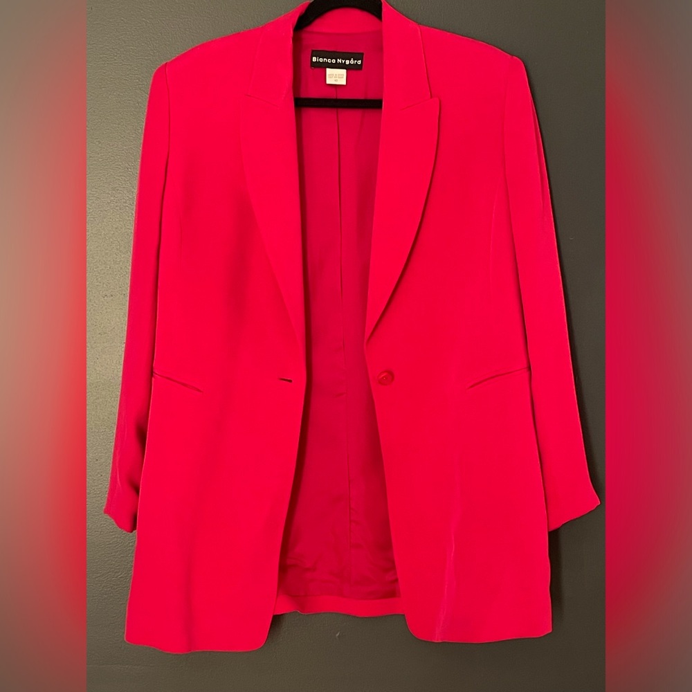 BIANCA NYGARD Magenta Pink 100% Silk Blazer Size 10